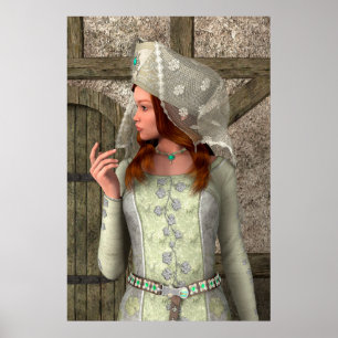 Poster Art de la Renaissance Princesse Médiévale Vintage