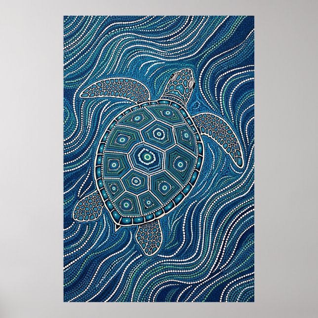 Poster Art de la tortue de mer autochtone (Devant)