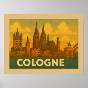 Poster Art de la ville de Cologne en Allemagne
