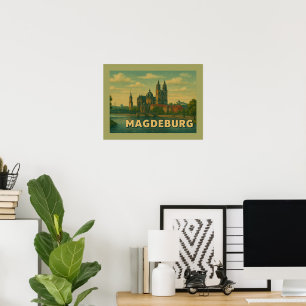 Poster Art de la ville de Magdeburg Allemagne