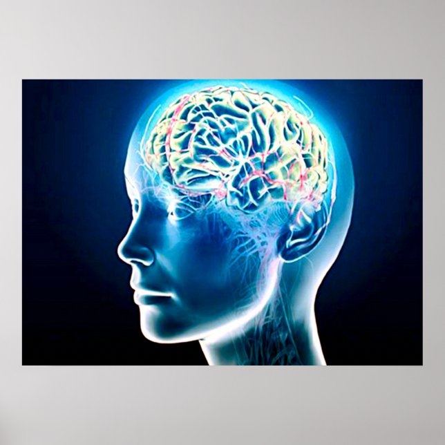 Poster Art de l'aérographe du cerveau humain virtuel (Devant)