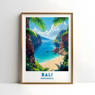 Poster Art de l'affiche de voyage de plage de Bali Indoné