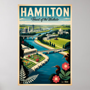 Poster Art de l'affiche de voyage rétro de Hamilton Nouve