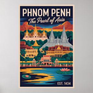Poster Art de l'affiche de voyage rétro Phnom Penh Cambod
