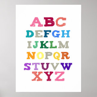Poster Art de l'alphabet pour enfants - Tons roses