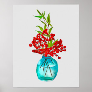 Poster Art de l'aquarelle Red Berries
