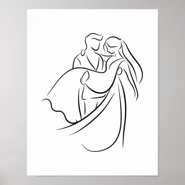 Poster Art de ligne mariage (Devant)