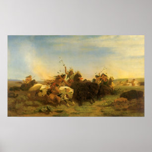 Poster Art de l'Ouest de l'Amérique vintage, chasse au bi
