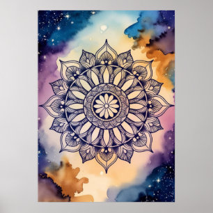 Poster Art de Mandala cosmique - Design céleste et spirit