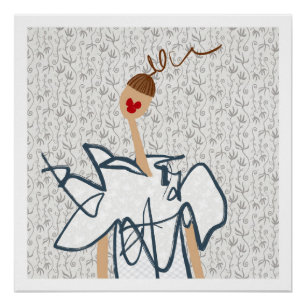 Poster Art de mode glamour de fille drôle mignonne