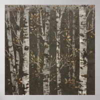 Art de motif de feuille ocre de forêt de bouleau n