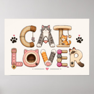 Poster Art de mots amateur de chat