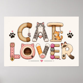 Poster Art de mots amateur de chat