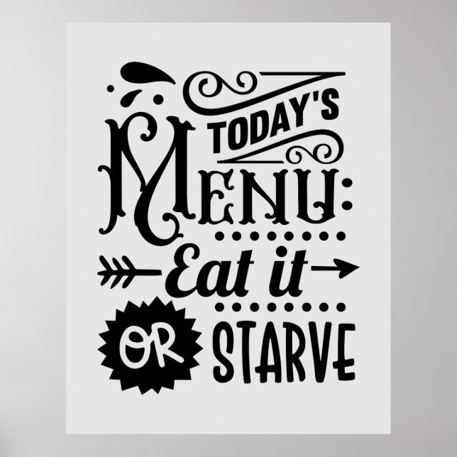 Poster art de mots de menu de cuisine drôle (Devant)