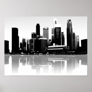 Poster Art de mur de ville de Singapour