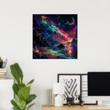 Art de nébuleuse arc-en-ciel espace néon Galaxie C