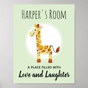 Poster Art de nurserie de girafe à l'aquarelle pour bébé 