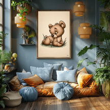 Art de nurserie ourson mignon scandinave minimalis