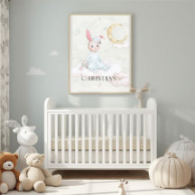 Art de nurserie personnalisé au lavis de lapin end