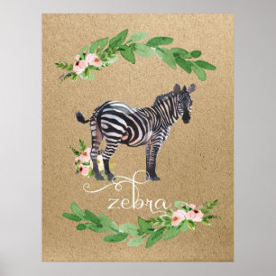 Poster Art de nurserie Safari Jungle Zèbre