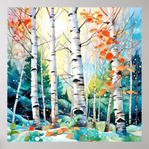 Poster Art de paysage forestier calme