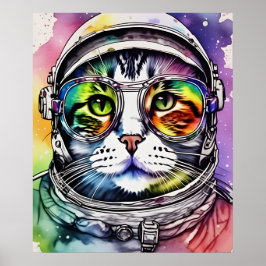 Poster Art de peinture de chats spatiaux, Astronaut Art n