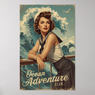 Poster Art de pin-up de marin des années 1950 – Croisière