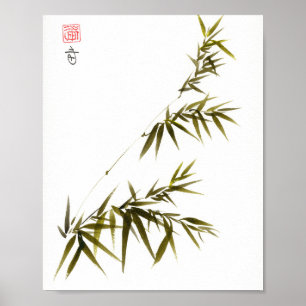 Poster Art de pinceau chinois Bamboo Breeze