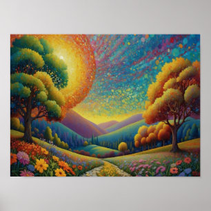 Poster Art de prairie coloré