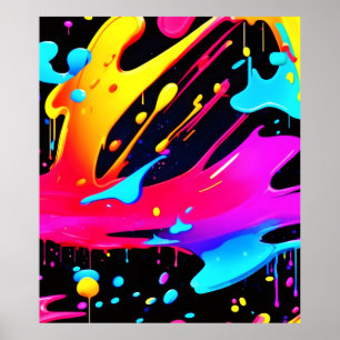 Poster Art de projection de peinture gras et lumineux