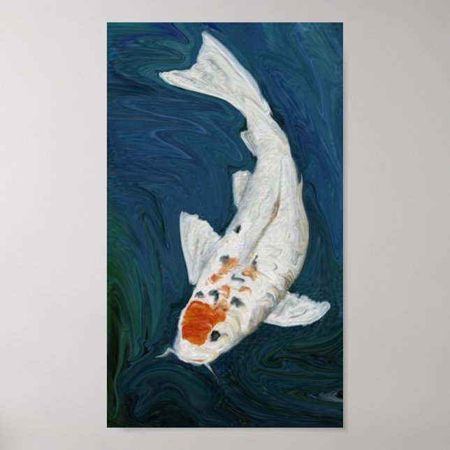 Poster Art de reproduction de l'huile de poisson "Koi" (Devant)
