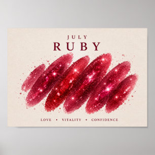 Poster Art de rubis de naissance de juillet A4