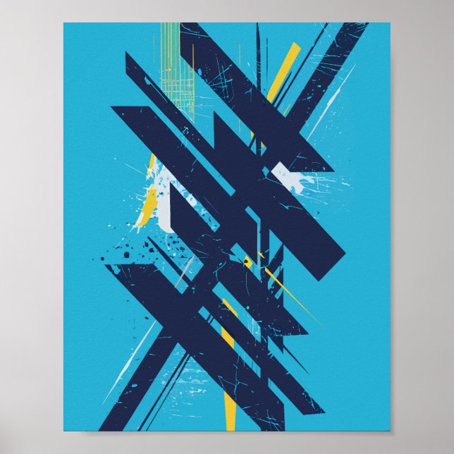 Poster Art de rue abstrait dynamique avec des formes auda (Devant)