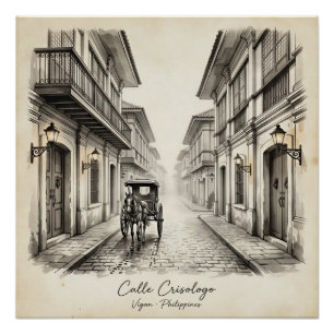 Poster Art de rue de Calle Crisologo Vigan Patrimoine