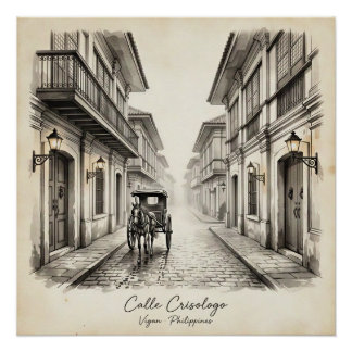 Poster Art de rue de Calle Crisologo Vigan Patrimoine