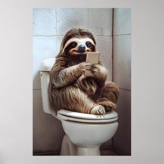 Poster Art de salle de bain de paresseux drôle humour de