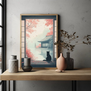 Poster Art de scène zen de l'automne japonais regardant u