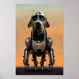 Poster Art de science-fiction Portrait d'un chien robot