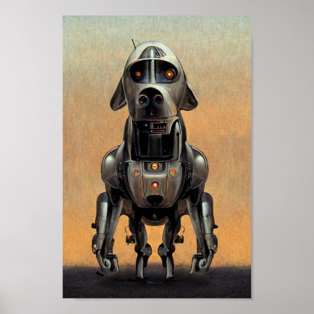 Poster Art de science-fiction | Portrait d'un chien robot (Devant)