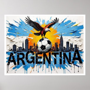 Poster Art de style peinture à l'huile de football argent