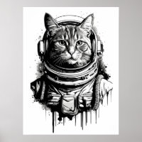 Art de tatouage de chat astronaute