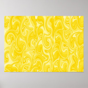 Poster Art de tourbillon abstrait - Jaune