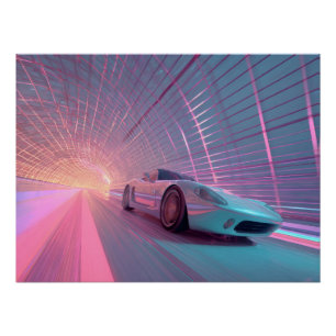 Poster Art de tunnel néon futuriste en vitesse