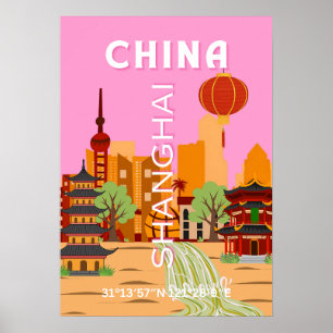 Poster Art de voyage à Shanghai en Chine