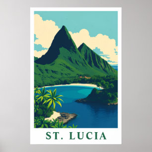 Poster Art de voyage de la plage tropicale des Caraïbes S