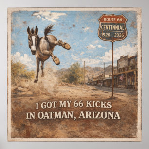 Poster Art de voyage de l'âne d'Oatman pour le centenaire
