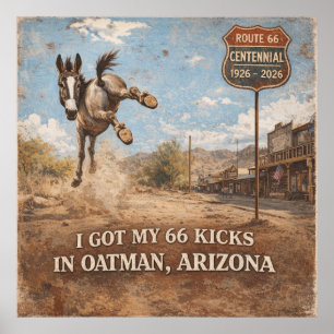 Poster Art de voyage de l'âne d'Oatman pour le centenaire