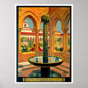 Poster Art de voyage de Monreale Palerme Sicile Italie
