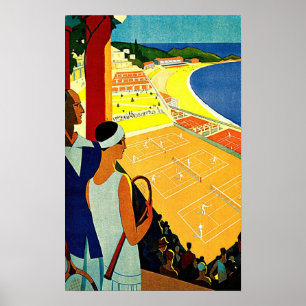 Poster Art de voyage de tennis de Monte Carlo Monaco