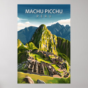 Poster Art de voyage Inca Machu Picchu vintage